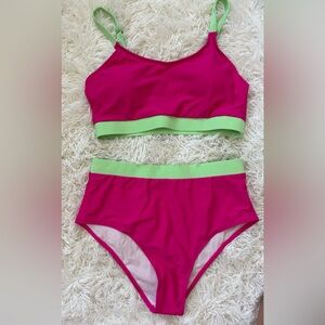 Pink and Green Bikini Top size Large